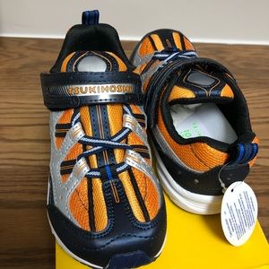Tsukihoshi orange and blue toddler shoe